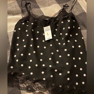NEW: Black Polka Dot Lace Trim Cami